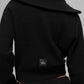 Cashmere Plush Waffle 1/4 Zip Crew Sweatshirt — Black