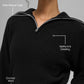 Cashmere Plush Waffle 1/4 Zip Crew Sweatshirt — Black