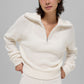 Cashmere Plush Waffle 1/4 Zip Crew Sweatshirt — Ivory