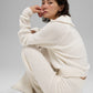 Cashmere Plush Waffle 1/4 Zip Crew Sweatshirt — Ivory