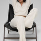 Cashmere Plush Waffle 1/4 Zip Crew Sweatshirt — Ivory