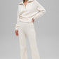 Cashmere Plush Waffle 1/4 Zip Crew Sweatshirt — Ivory
