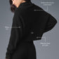 Cashmere Plush Waffle Turtleneck Crew Sweatshirt — Black