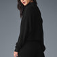 Cashmere Plush Waffle Turtleneck Crew Sweatshirt — Black