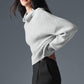 Cashmere Plush Waffle Turtleneck Crew Sweatshirt — Athletic Heather Grey