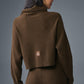 Cashmere Plush Waffle Turtleneck Crew Sweatshirt — Espresso