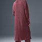 Micro Plisse Shirt Dress — Burgundy Truffle