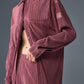 Micro Plisse Shirt Dress — Burgundy Truffle