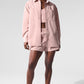 Pinstripe Daylight Button Down Long‑Sleeve — Pink Quartz/Ivory