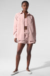 Pinstripe Daylight Button Down Long‑Sleeve — Pink Quartz/Ivory