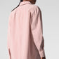 Pinstripe Daylight Button Down Long‑Sleeve — Pink Quartz/Ivory