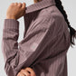 Pinstripe Daylight Button Down Long‑Sleeve — Mushroom/Ivory
