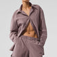 Pinstripe Daylight Button Down Long‑Sleeve — Mushroom/Ivory