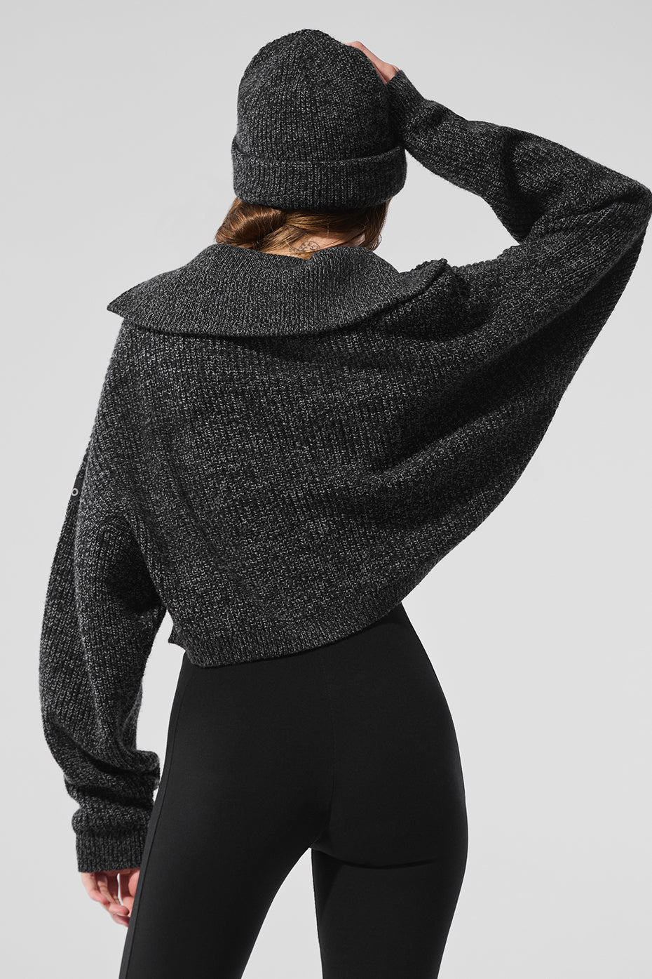 Marl Sweater 1/4 Zip Crew Sweatshirt — Black Marl