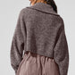 Marl Sweater 1/4 Zip Crew Sweatshirt — Mushroom Marl