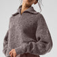 Marl Sweater 1/4 Zip Crew Sweatshirt — Mushroom Marl