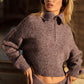 Marl Sweater 1/4 Zip Crew Sweatshirt — Mushroom Marl