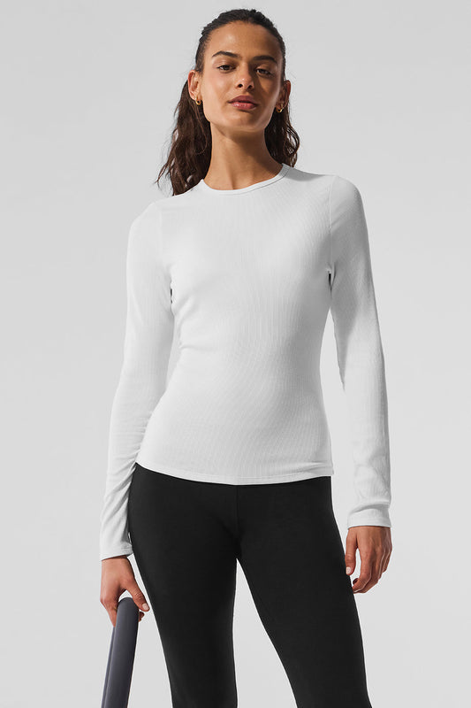 Ribbed Modal Long‑Sleeve — White