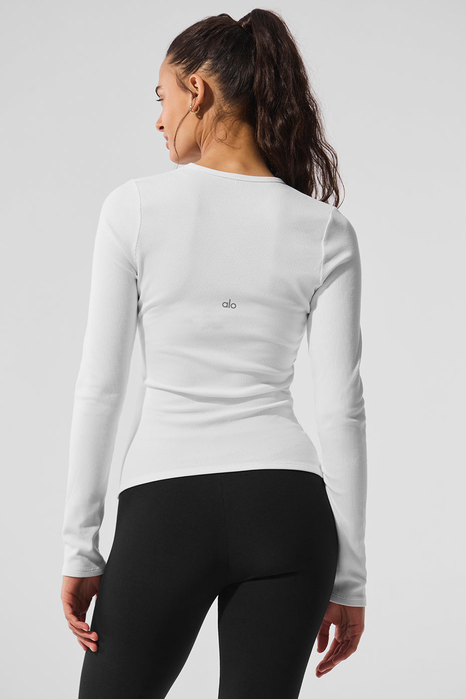 Ribbed Modal Long‑Sleeve — White