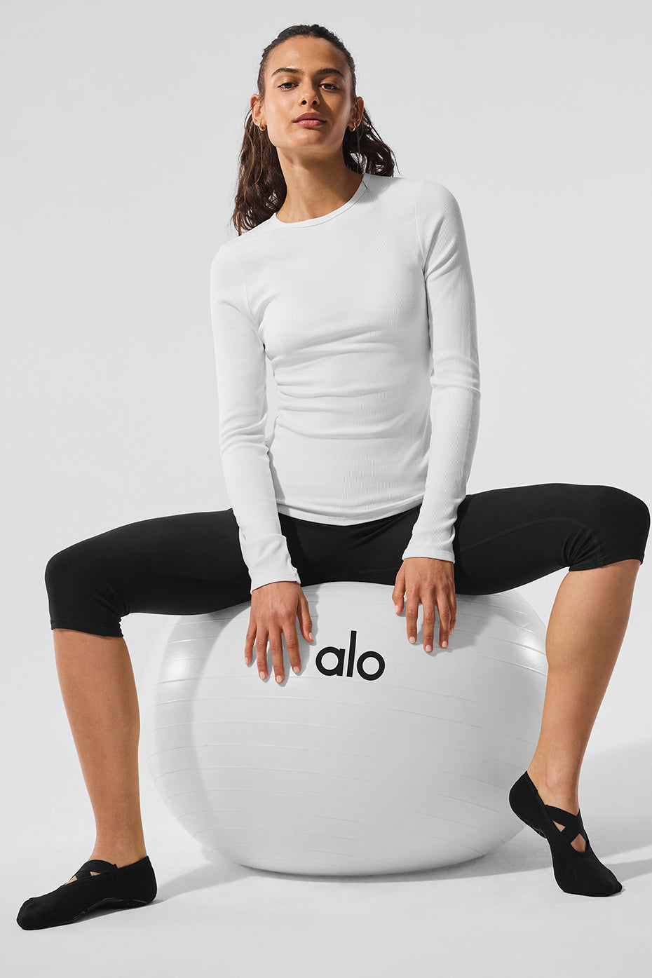 Ribbed Modal Long‑Sleeve — White