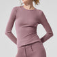 Ribbed Modal Long‑Sleeve — Smoky Quartz