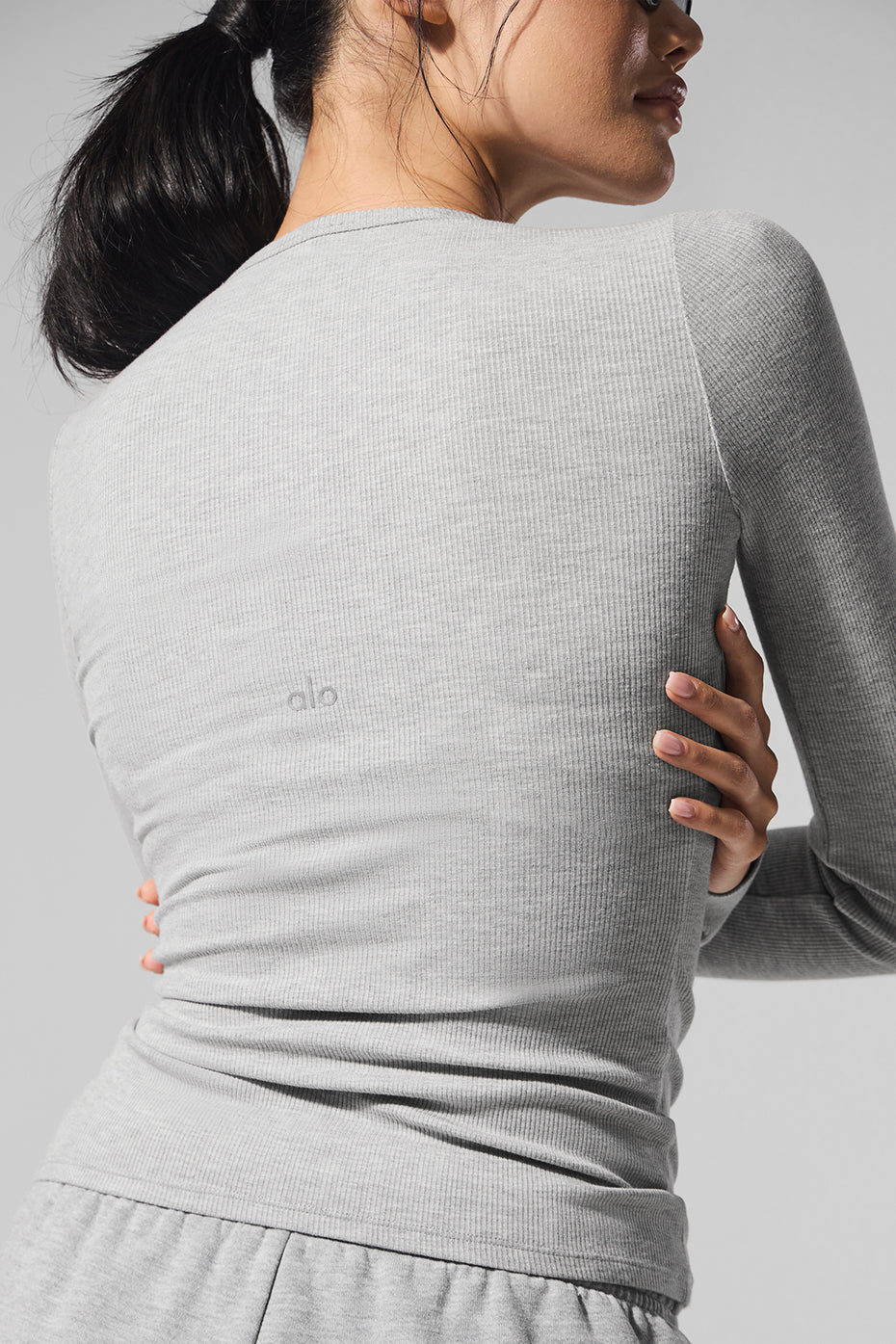 Ribbed Modal Long‑Sleeve — Athletic Heather Grey