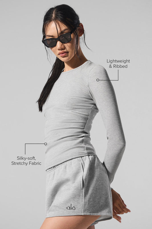 Ribbed Modal Long‑Sleeve — Athletic Heather Grey
