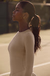 Ribbed Modal Long‑Sleeve — Macadamia