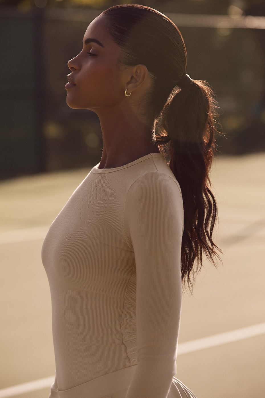 Ribbed Modal Long‑Sleeve — Macadamia
