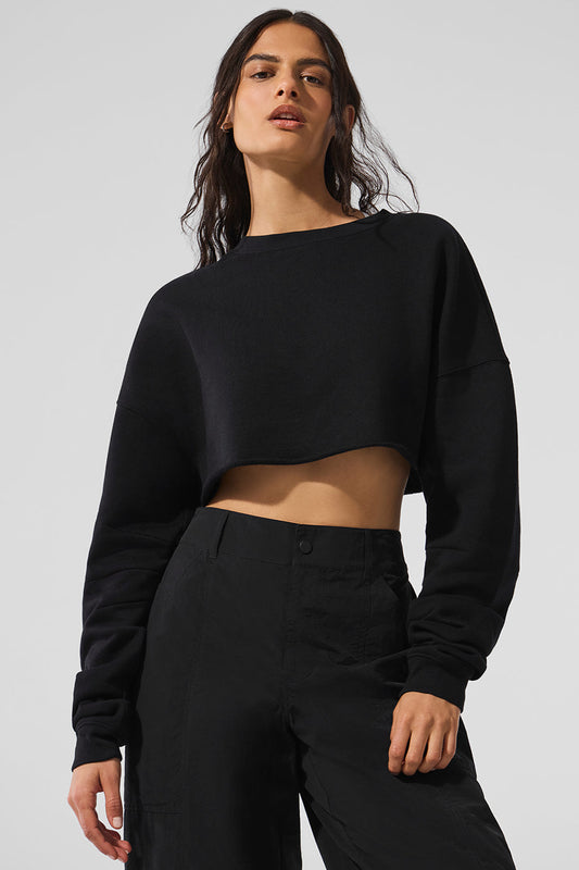 Extreme Cropped Crew Sweatshirt — Black