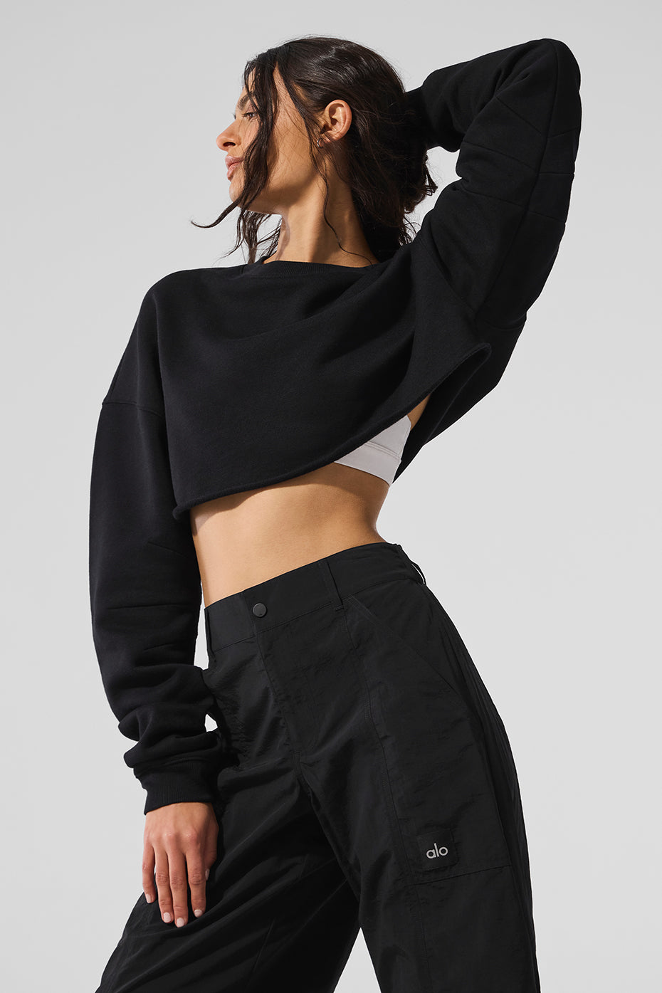 Extreme Cropped Crew Sweatshirt — Black