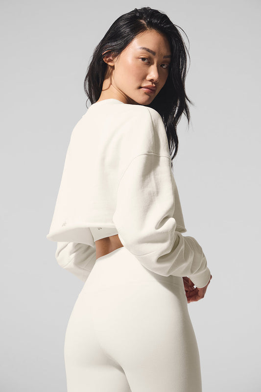 Extreme Cropped Crew Sweatshirt — Ivory