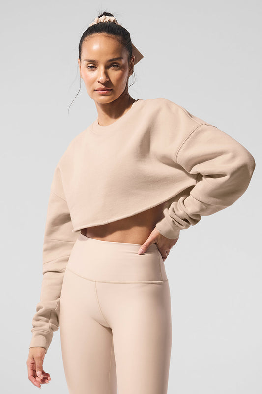 Extreme Cropped Crew Sweatshirt — Macadamia
