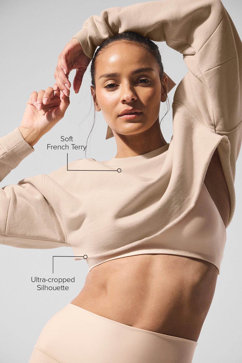 Extreme Cropped Crew Sweatshirt — Macadamia