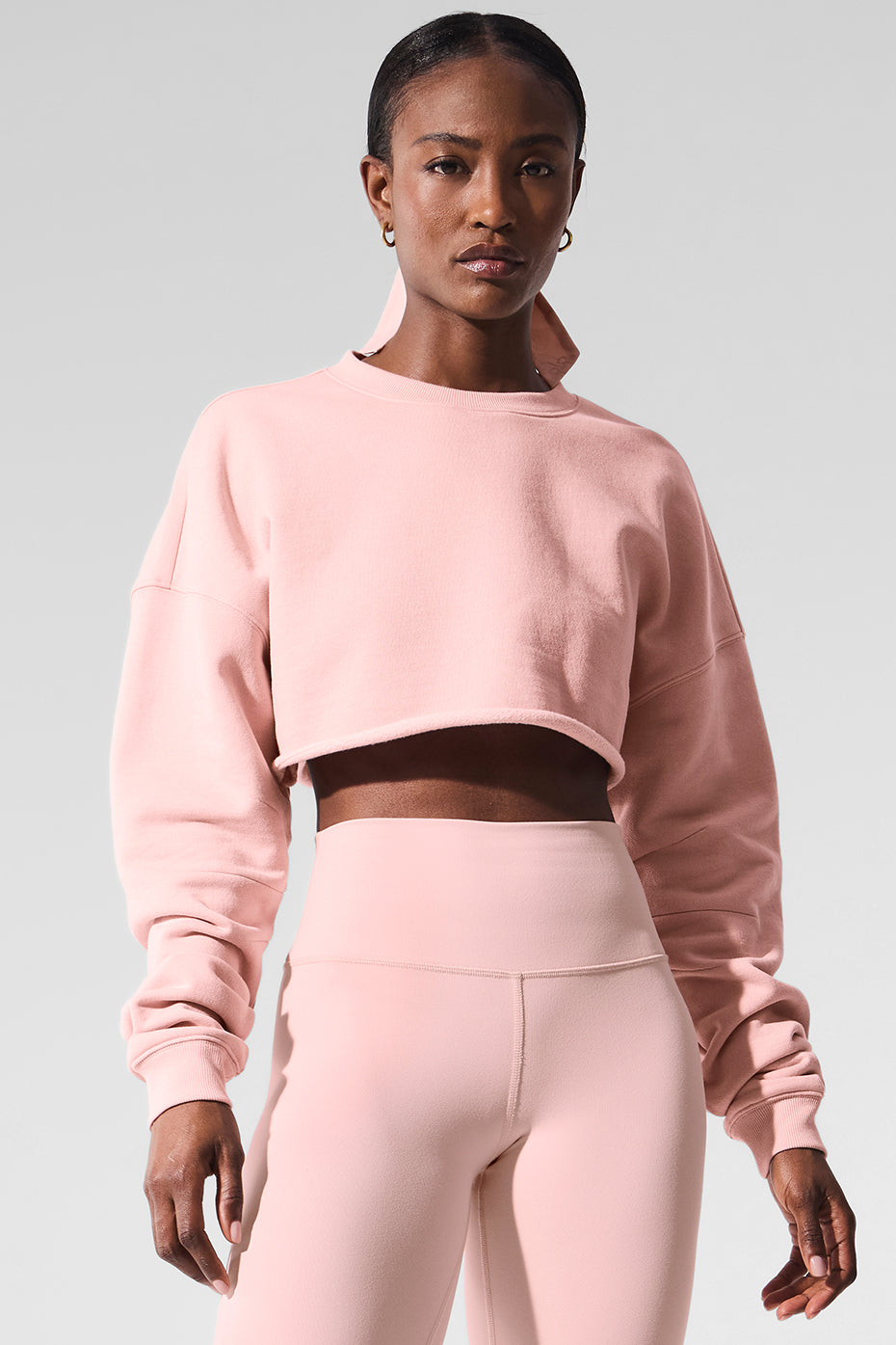 Extreme Cropped Crew Sweatshirt — Pink Quartz
