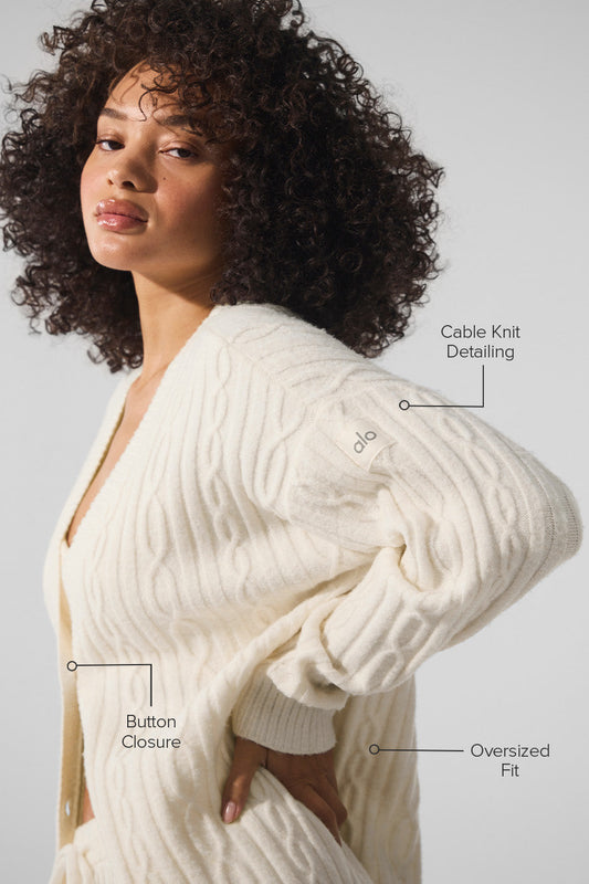 Cable Knit Winter Bliss Cardigan — Ivory