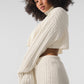 Cable Knit Cropped Winter Bliss Turtleneck Long‑Sleeve — Ivory