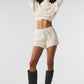 Cable Knit Cropped Winter Bliss Turtleneck Long‑Sleeve — Ivory