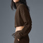 Cable Knit Cropped Winter Bliss Turtleneck Long‑Sleeve — Espresso