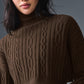 Cable Knit Cropped Winter Bliss Turtleneck Long‑Sleeve — Espresso