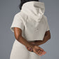 Cropped In The Air Shorts‑Sleeve Hooded Sweatshirt — Ivory