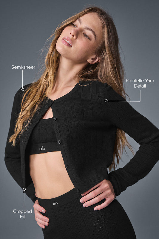 Pointelle Sweater Be Mine Cardigan — Black