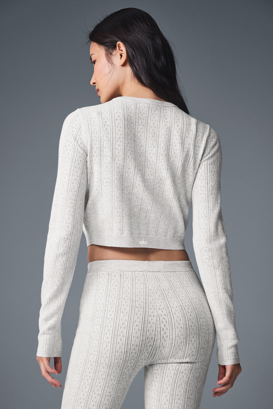 Pointelle Sweater Be Mine Cardigan — Light Grey Heather