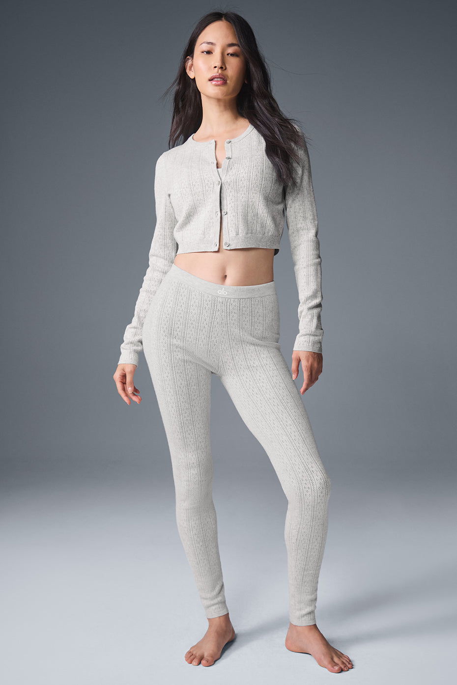 Pointelle Sweater Be Mine Cardigan — Light Grey Heather