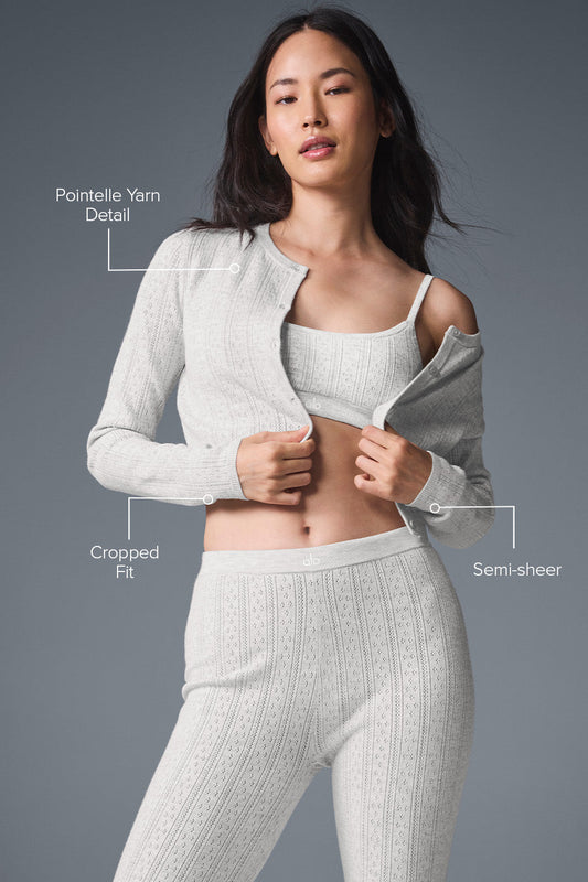 Pointelle Sweater Be Mine Cardigan — Light Grey Heather