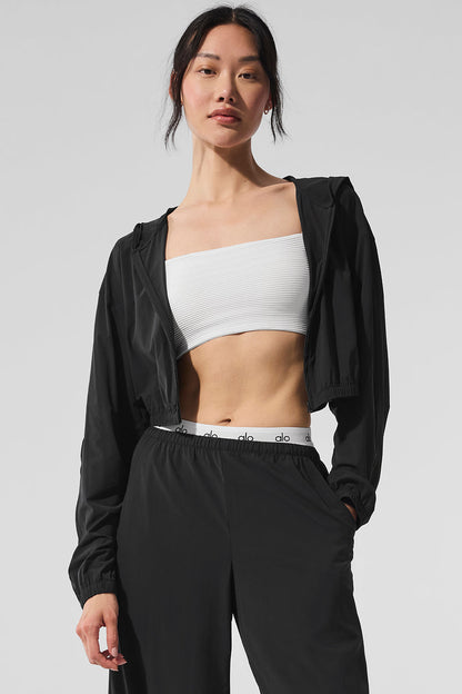 Cropped Breezy Full — Zip Hooded Sweatshirt — Black