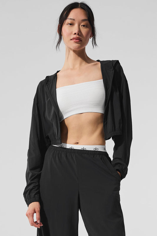 Cropped Breezy Full — Zip Hooded Sweatshirt — Black