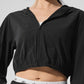 Cropped Breezy Full — Zip Hooded Sweatshirt — Black