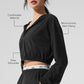 Cropped Breezy Full — Zip Hooded Sweatshirt — Black