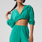 Cropped Breezy Full — Zip Hooded Sweatshirt — Spruce Green